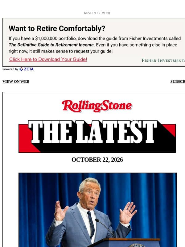 RFK Jr.’s Vaccine Study Is Axed After Widespread Backlash email from Rolling Stone