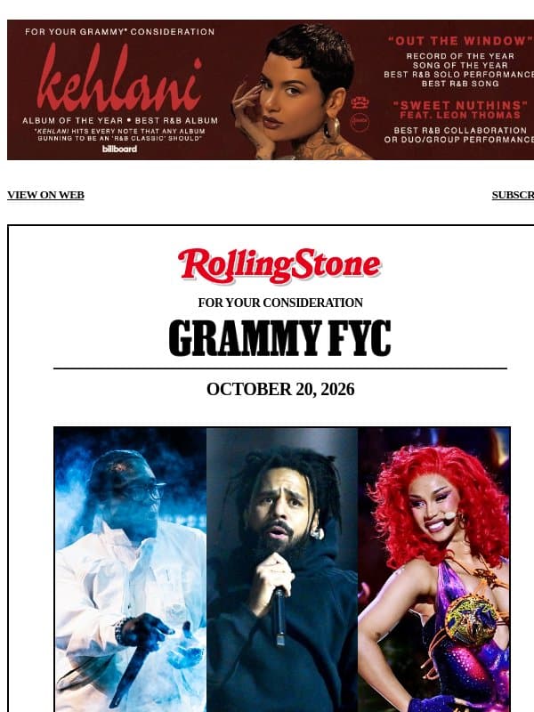 Grammys 2027 Predictions: Best Rap Album email from Rolling Stone
