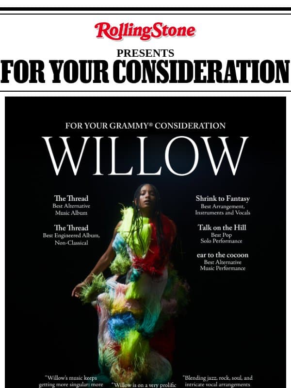 For Your Consideration: Willow email from Rolling Stone