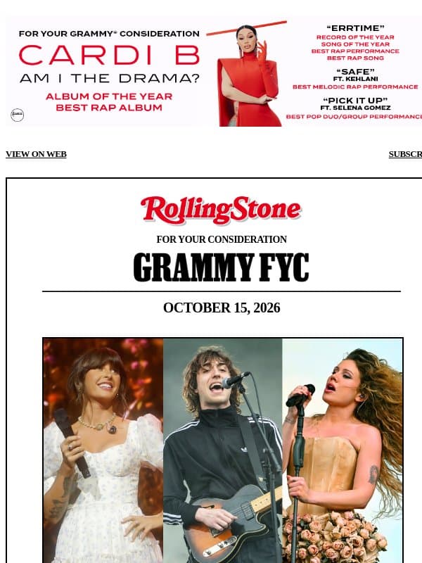 Grammys 2027 Predictions: Best New Artist email from Rolling Stone