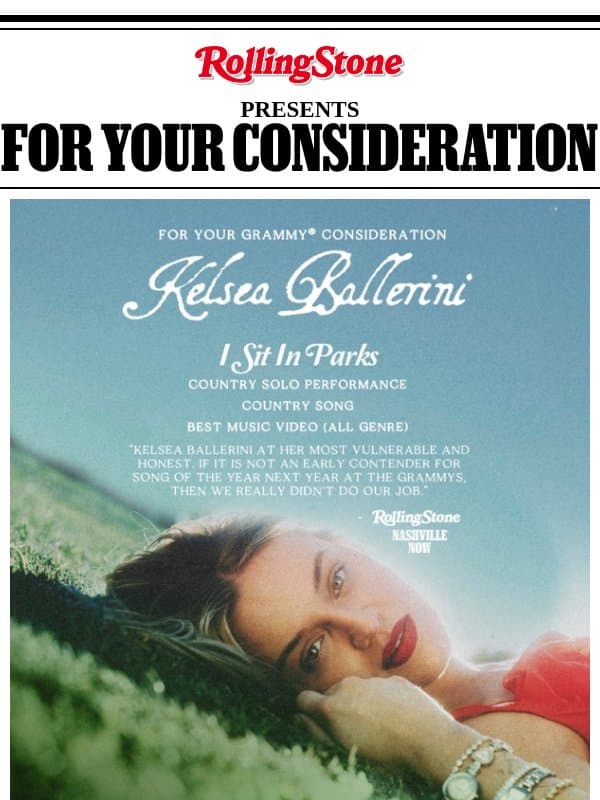 Kelsea Ballerini: For Your Grammy® Consideration email from Rolling Stone