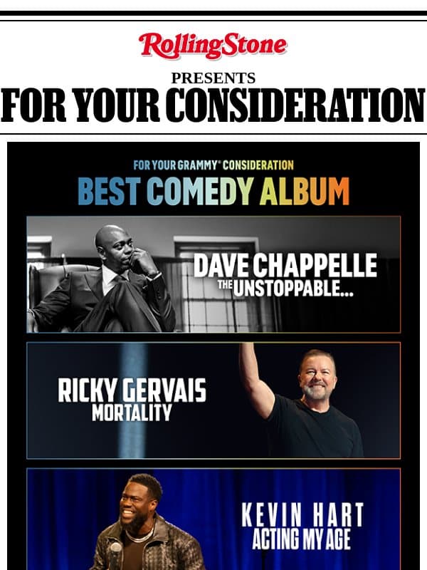 Netflix Stand-Up | For Your GRAMMY® Consideration: Best Comedy Album email from Rolling Stone