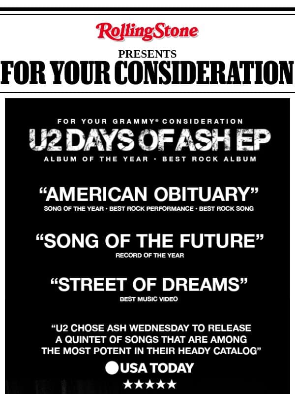 For Your Consideration: U2 email from Rolling Stone