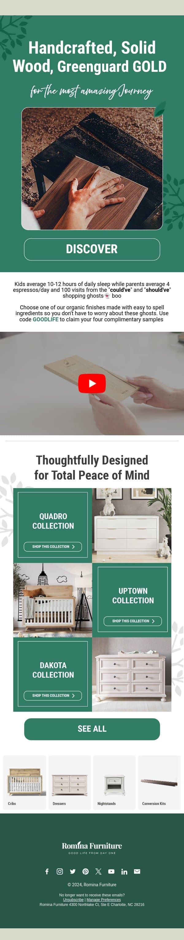 Handcrafted with Love ❤️ email from Romina Furniture screenshot