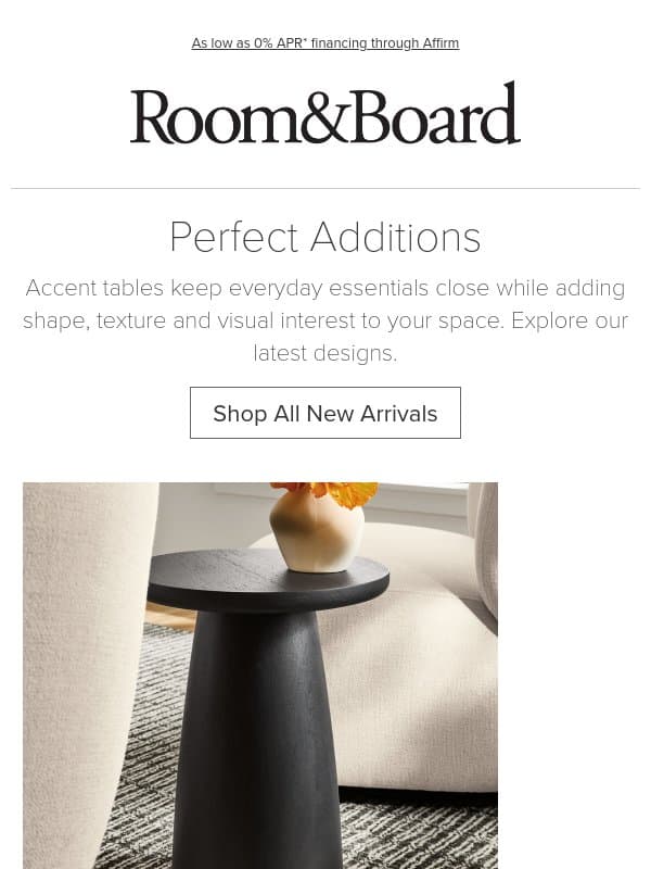 Explore new accent tables email from Room & Board