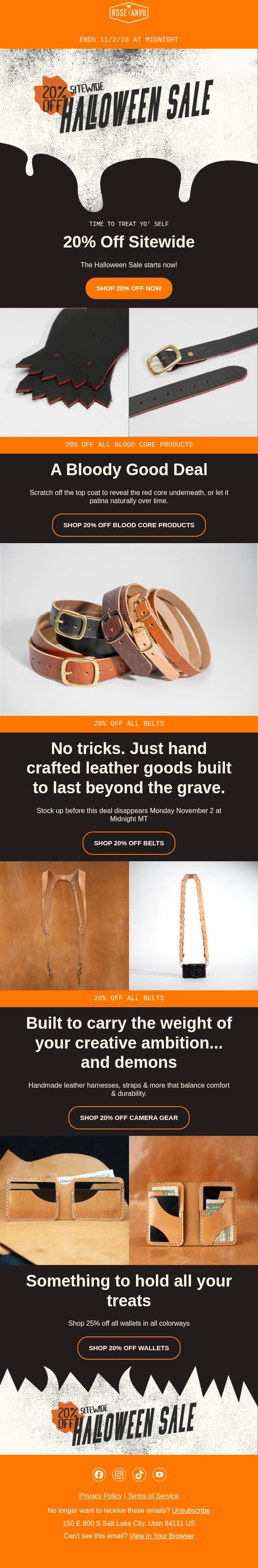 20% Off Halloween Sale π Sitewide email from Rose Anvil screenshot