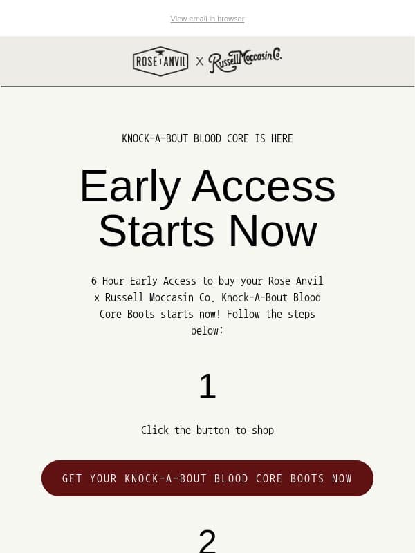 Knock-A-Bout Blood Core Early Access - Get your pair now! ⏰ email from Rose Anvil