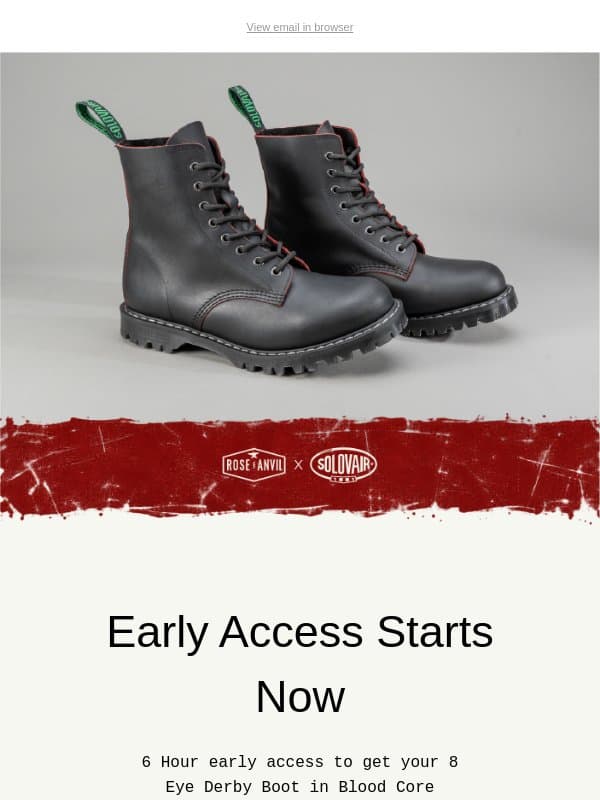 8 Eye Derby Boot Blood Core 🩸 Early Access - Get your pair now! ⏰ email from Rose Anvil