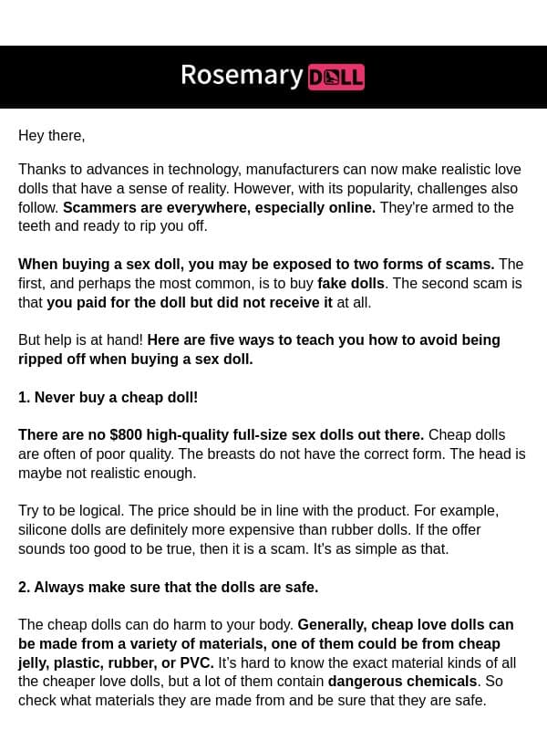 π‘ How To Avoid Being Ripped Off When Buying A Sex Doll email from Rosemarydoll