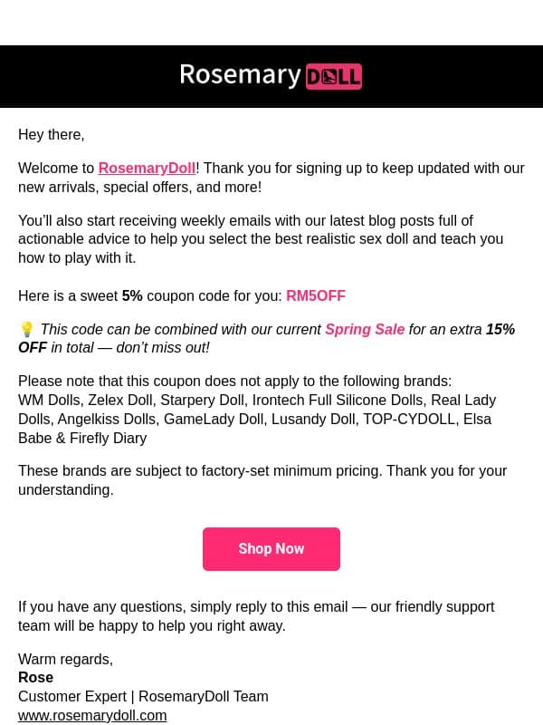 π₯ Best Price Here: Enjoy 15% OFF this Spring Mega Sale! πΌ email from Rosemarydoll