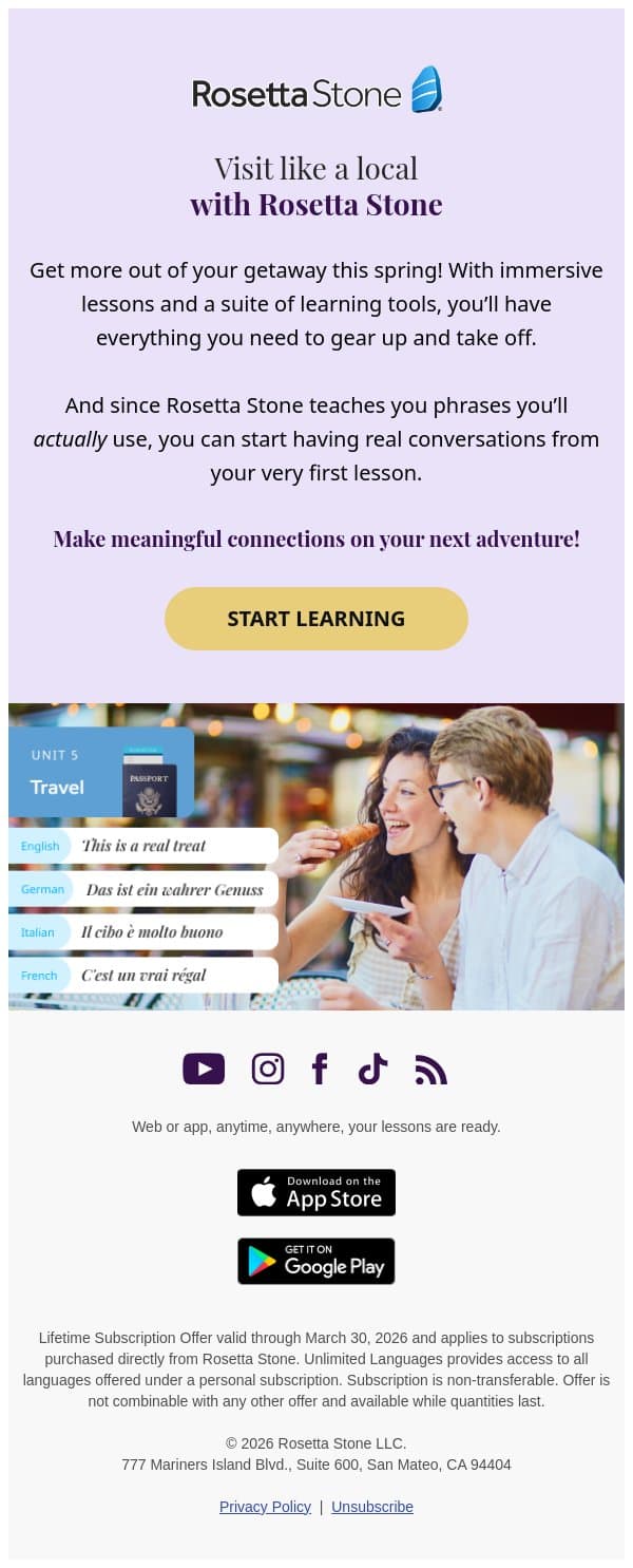✈️ Make language learning your best adventure yet email from Rosetta Stone screenshot