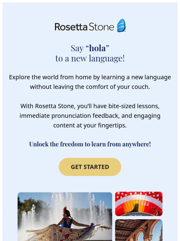 🗺️ ✈️ Explore the world from the comfort of home email from Rosetta Stone