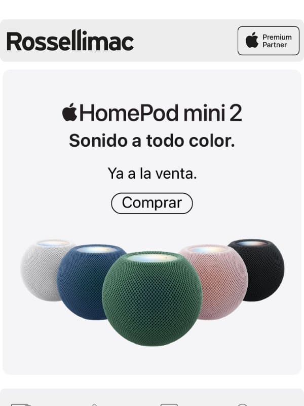 Ya a la venta el nuevo HomePod mini 2. email from Rossellimac