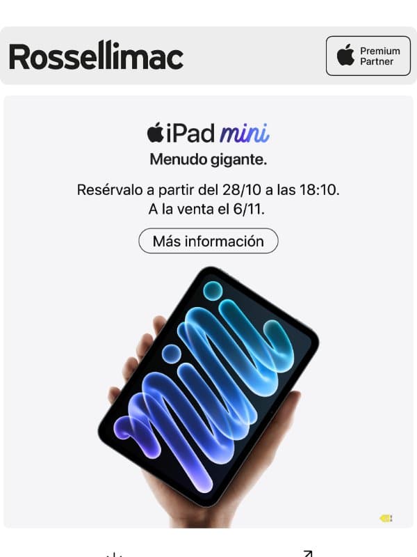 Descubre el nuevo iPad mini. email from Rossellimac