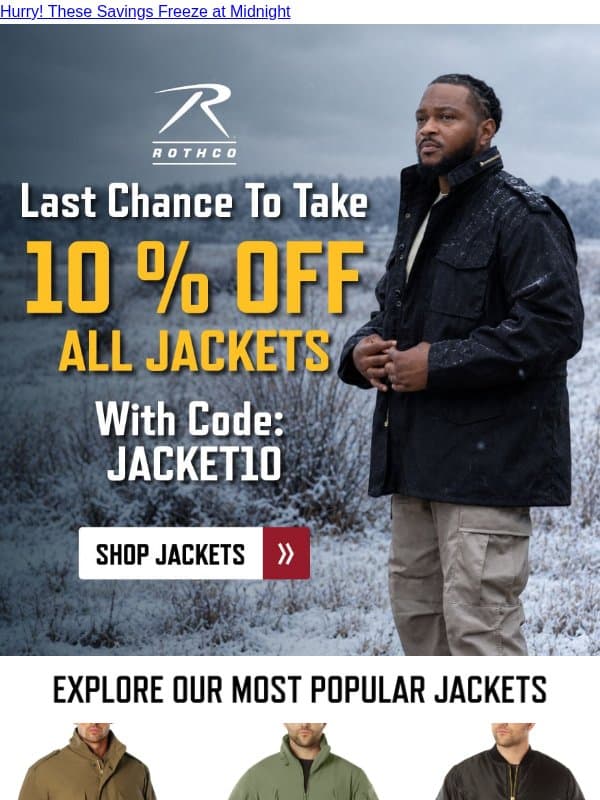 The Forecast: 10% Off All Jackets 🌡️ email from Rothco