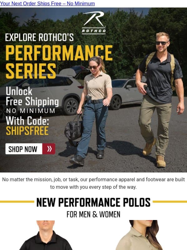 Go Further in Rothco’s Performance Gear email from Rothco