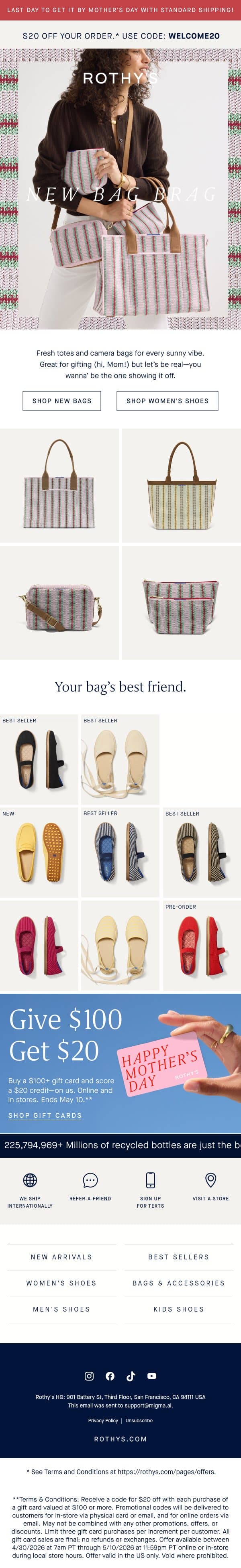 Mom’s fave gift, in the (NEW) bag. email from Rothy's screenshot