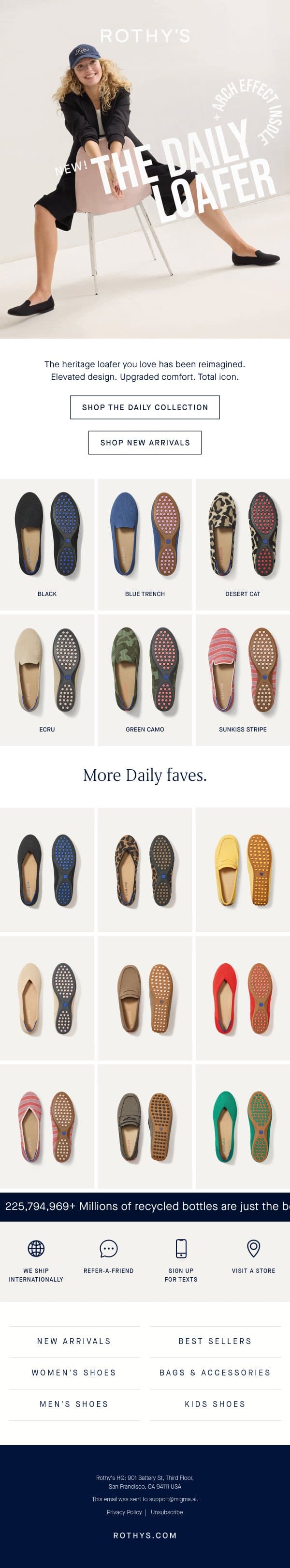 Your NEW Daily Loafer is here. email from Rothy's screenshot