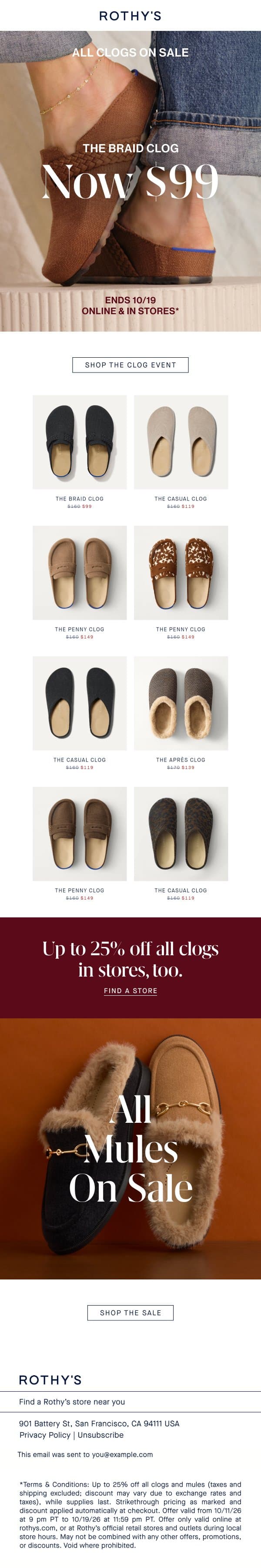 The Braid Clog. $99. That’s it. email from Rothy's screenshot