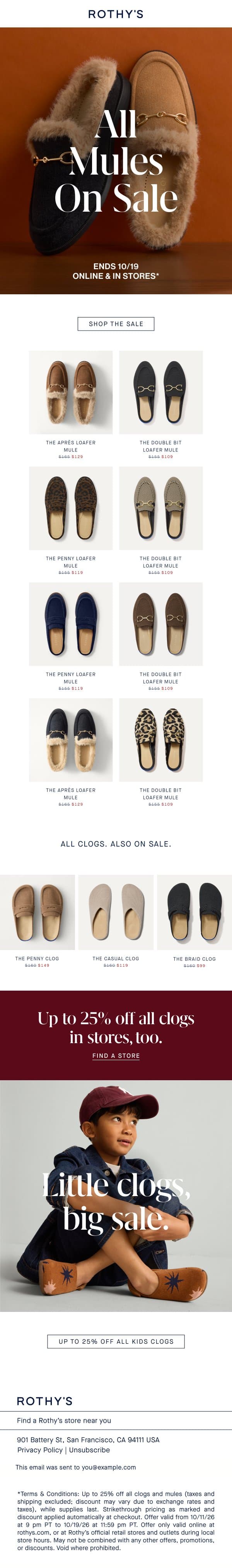 Wait–mules also on sale? email from Rothy's screenshot