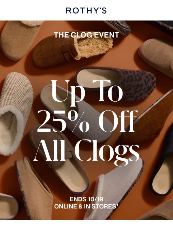ALL CLOGS ON SALE email from Rothy's