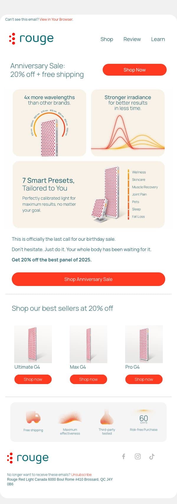24 hours left email from Rouge Nano screenshot