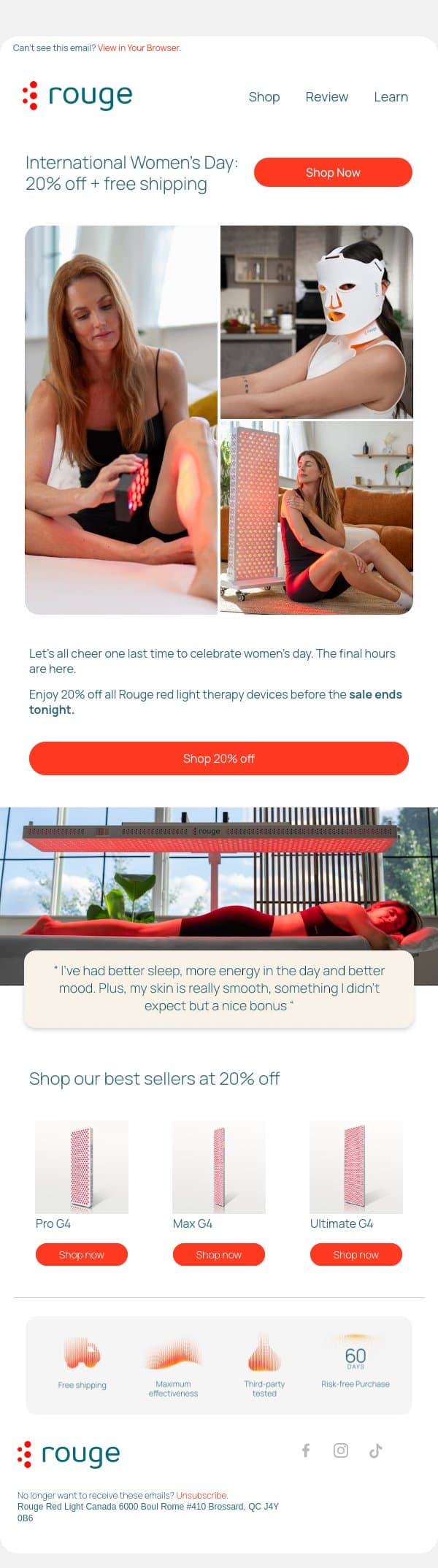 Ends tonight email from Rouge Nano screenshot