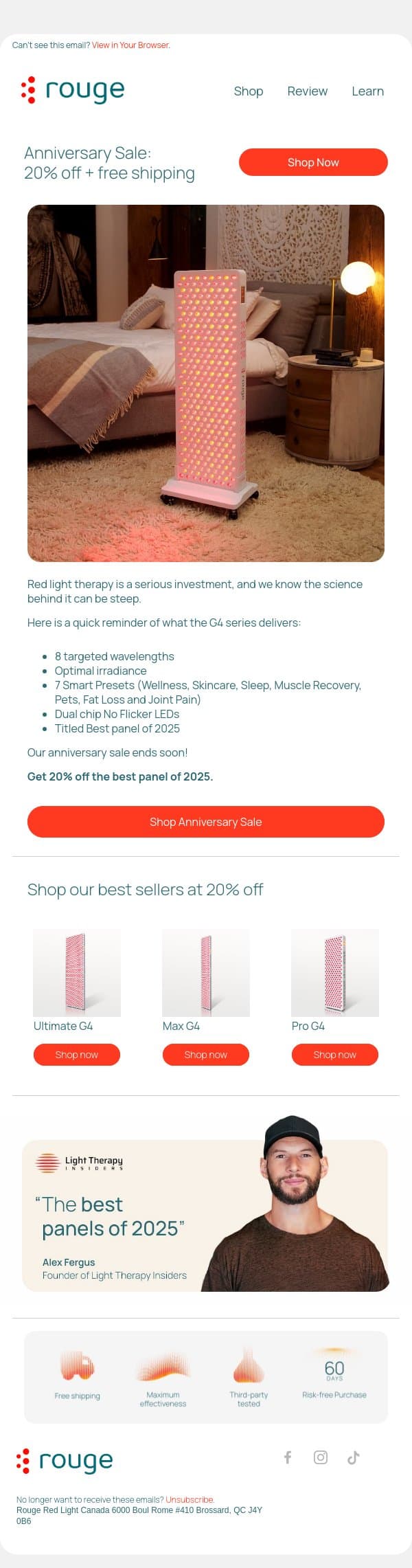 Sale ending soon email from Rouge Nano screenshot