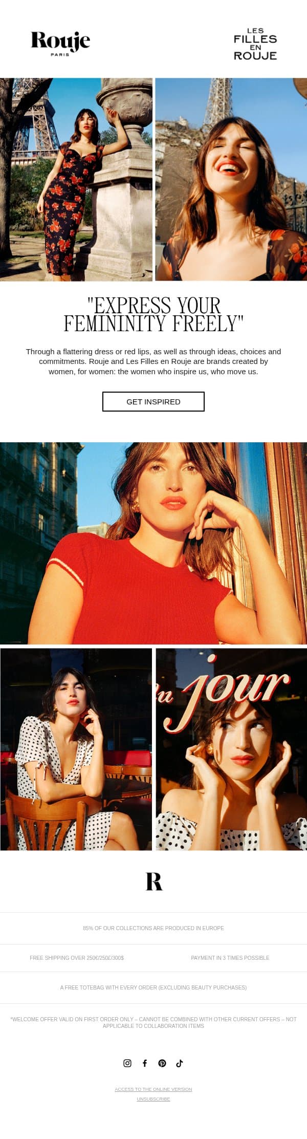 Designed by Jeanne Damas email from Rouje Paris screenshot
