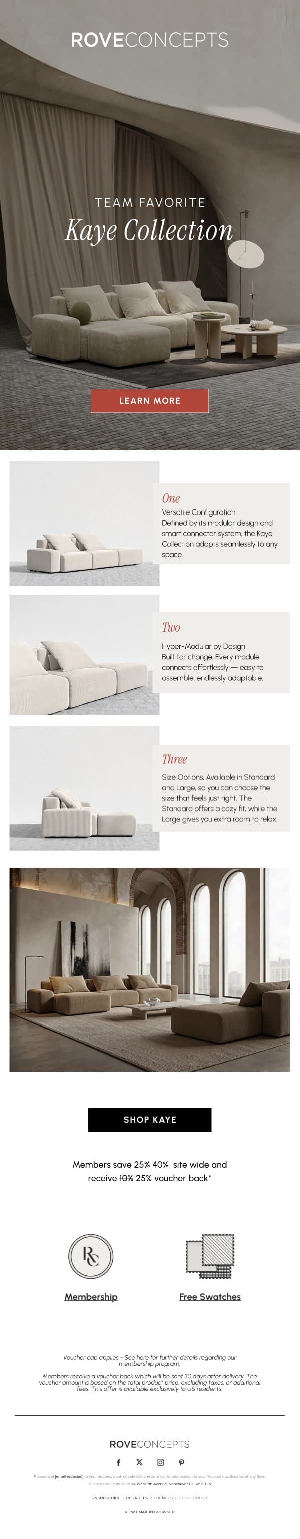 Team favorite: the Kaye Collection email from Rove Concepts screenshot