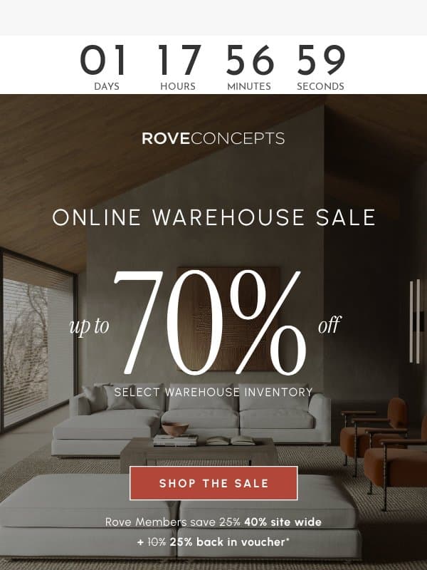 Your Warehouse Picks Are Waiting email from Rove Concepts