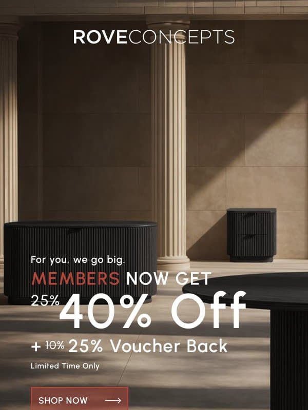Members only | We go big for you email from Rove Concepts