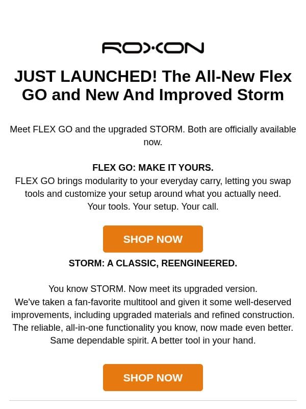 JUST DROPPED: FLEX GO + STORM Are Here! email from ROXON