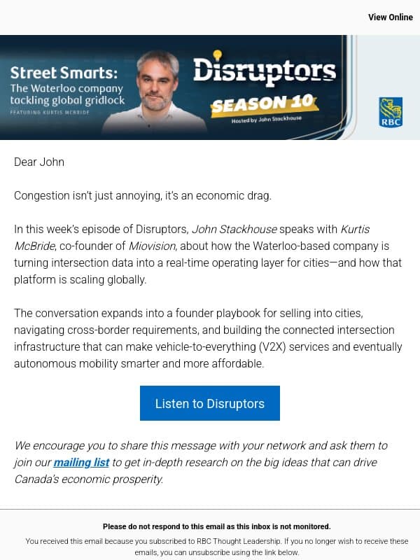 Street Smarts: The Waterloo company tackling global gridlock email from Royal Bank of Canada