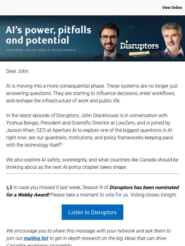 AI’s Power, Pitfalls and Potential email from Royal Bank of Canada