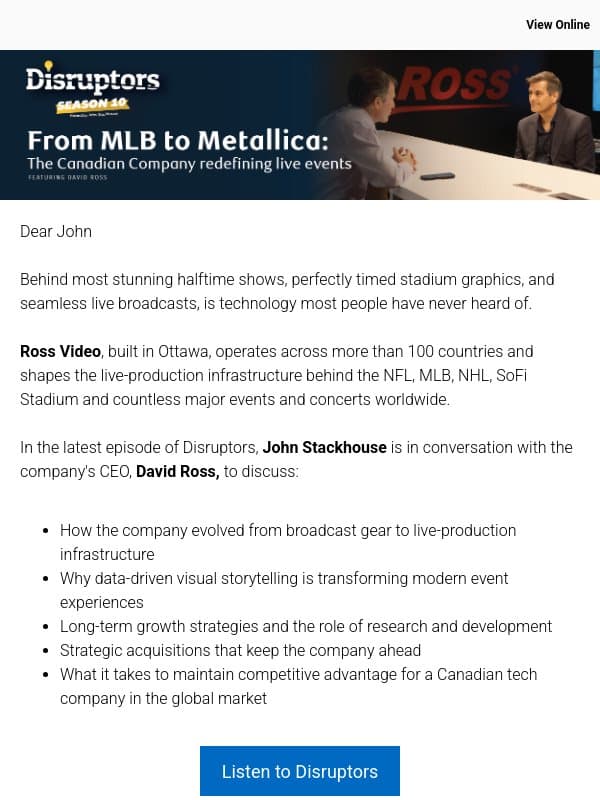 From MLB to Metallica: The Canadian company redefining live events email from Royal Bank of Canada