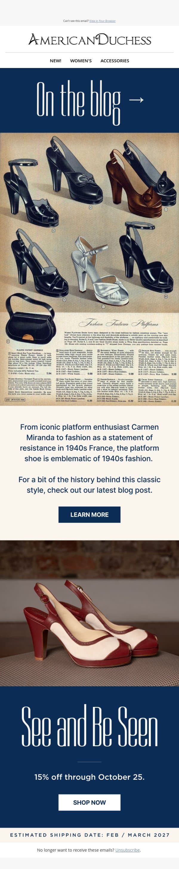 Popular Platforms email from Royal Vintage Shoes screenshot