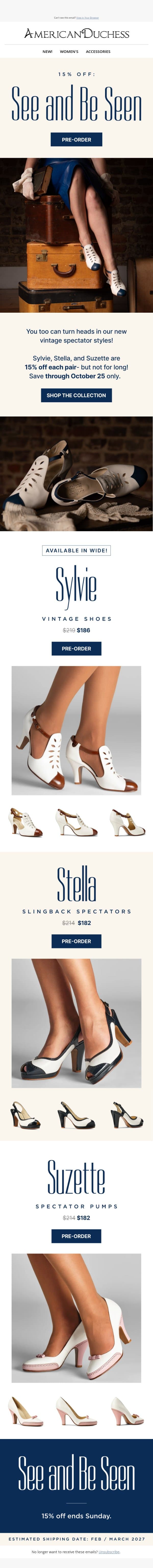 Spectacular Spectators email from Royal Vintage Shoes screenshot