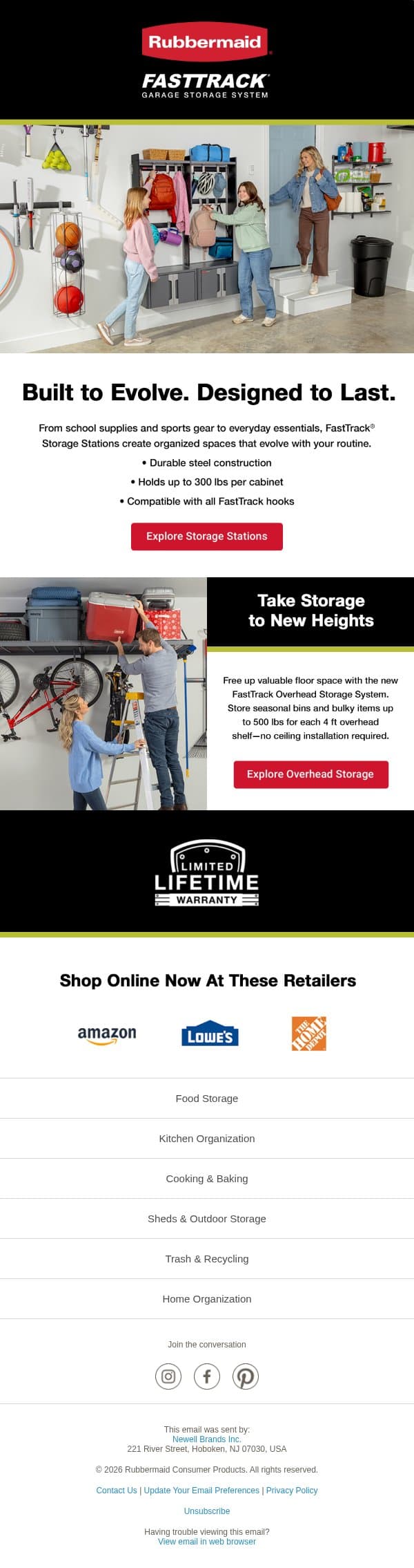 Build a Better Storage System email from Rubbermaid screenshot