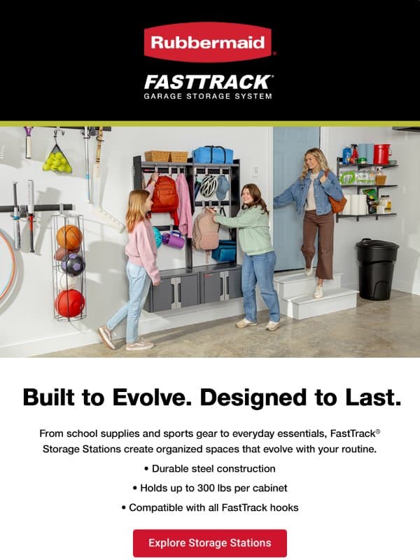 Build a Better Storage System email from Rubbermaid