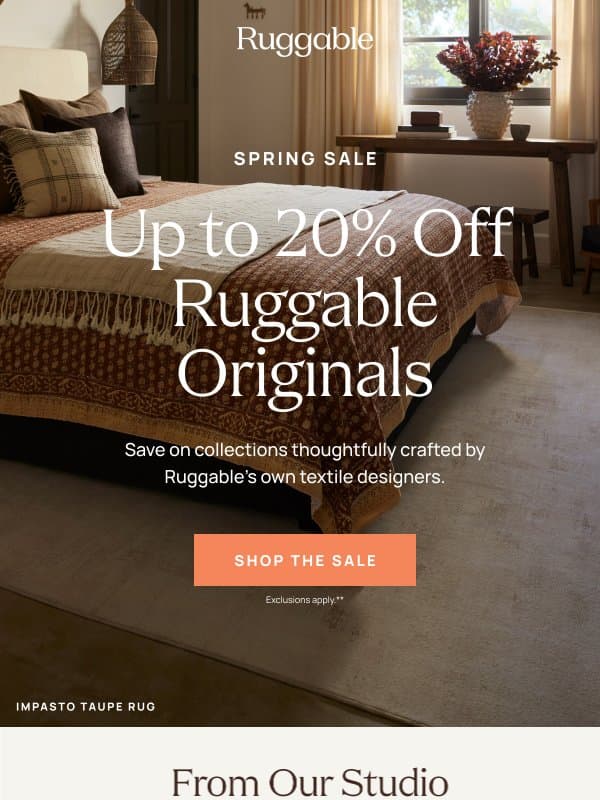 Up to 20% off our faves email from Ruggable