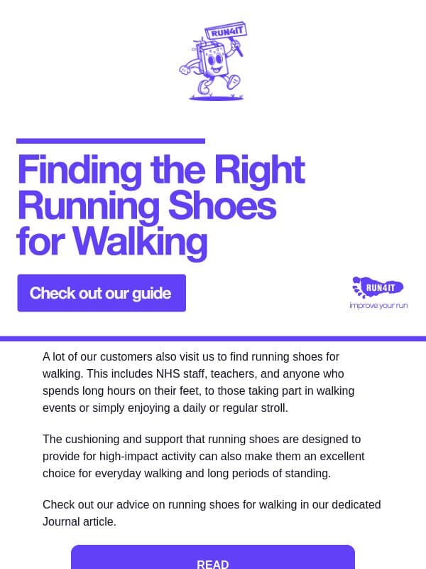 Choose Running Shoes For Walking π | Run4It Newsletter email from Run4It