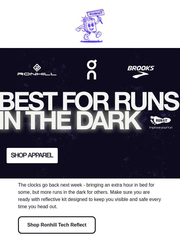 Don't Get Caught Out by the Clock Change | Run4It Newsletter email from Run4It