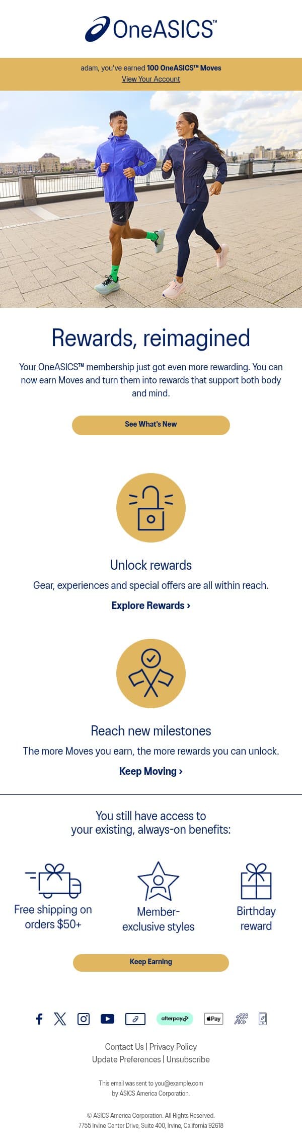 Your membership got more rewarding email from Runkeeper screenshot