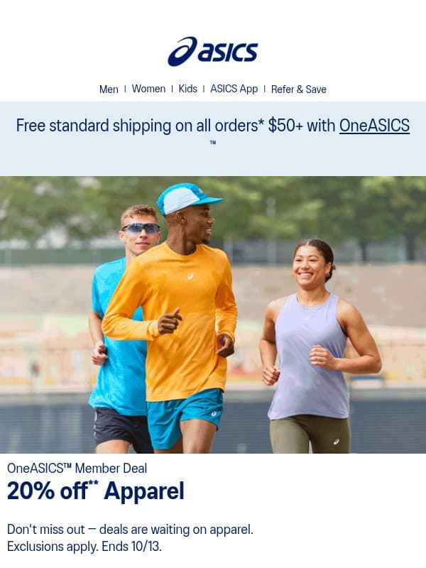 Last Chance: Take 20% Off Apparel email from Runkeeper