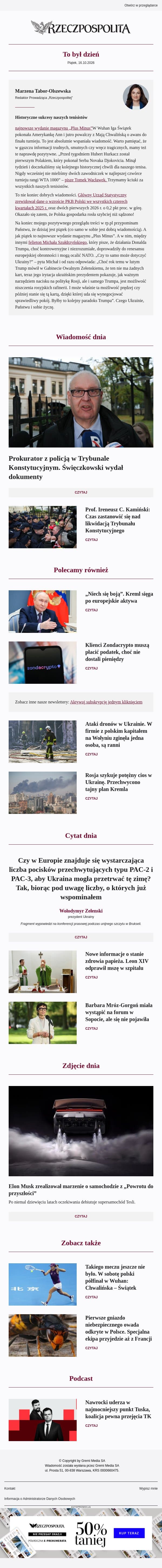 Historyczne sukcesy naszych tenisistów email from Rzeczpospolita screenshot