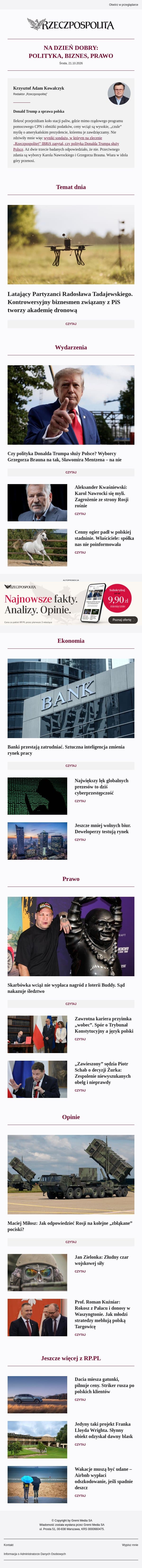 Donald Trump a sprawa polska email from Rzeczpospolita screenshot