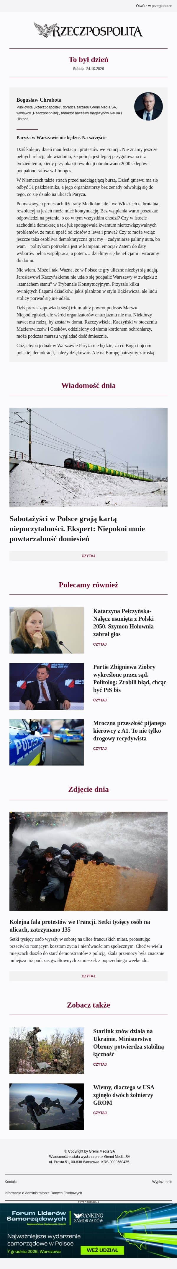 Paryża w Warszawie nie będzie. Na szczęście email from Rzeczpospolita screenshot