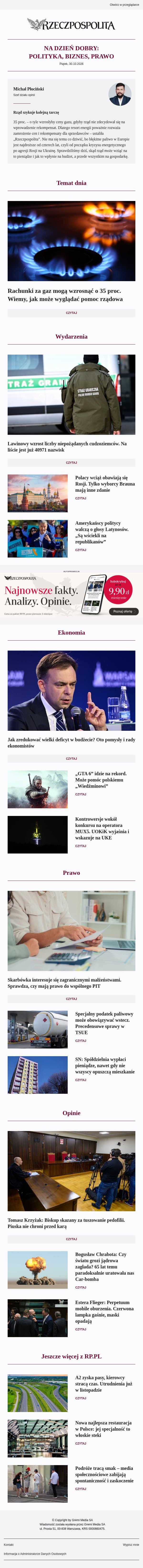 Rząd szykuje kolejną tarczę email from Rzeczpospolita screenshot