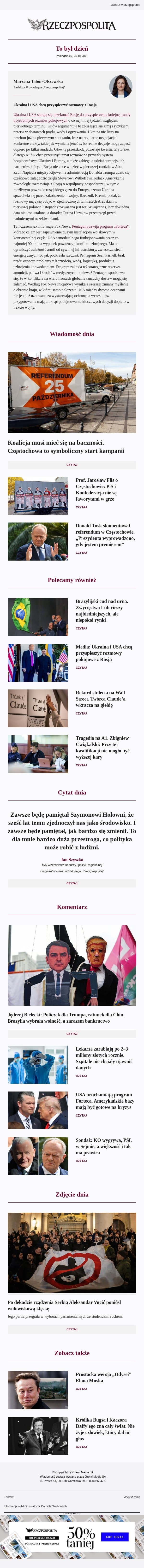 Ukraina i USA chcą przyspieszyć rozmowy z Rosją email from Rzeczpospolita screenshot